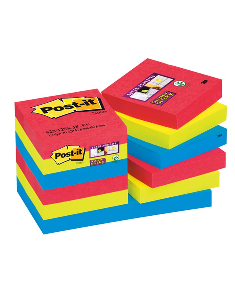 BLOCCO 90foglietti Post-itÂ® Super Sticky 47.6x76mm 622-12SS-JP BORA BORA