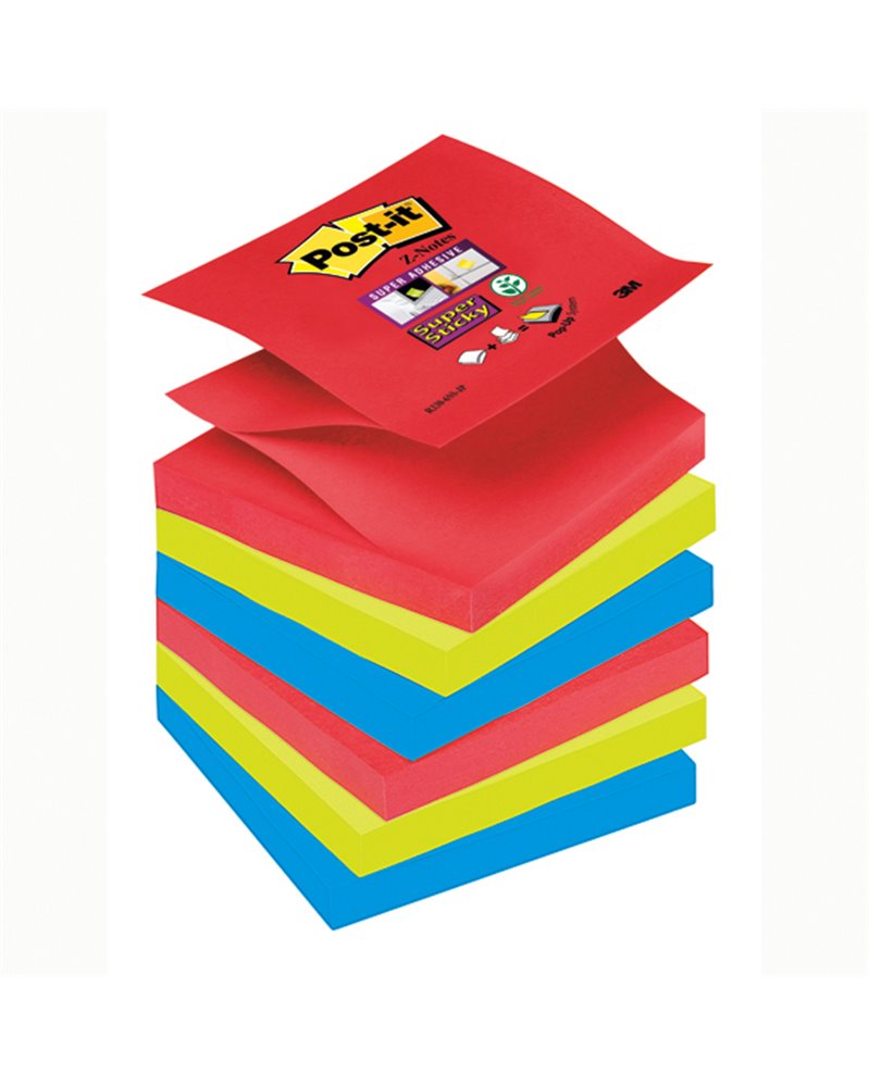 BLOCCO 90foglietti Post-itÂ® Super Sticky Z-Notes 76x76mm R330-6SS-JP BORA BORA