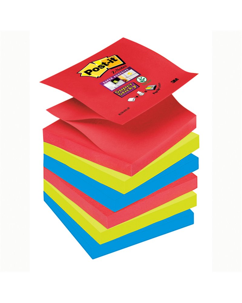 BLOCCO 90foglietti Post-it® Super Sticky Z-Notes 76x76mm R330-6SS-JP BORA BORA BLOCCO 90foglietti Post-it® Super Sticky Z-Notes 76x76mm R330-6SS-JP BORA BORA