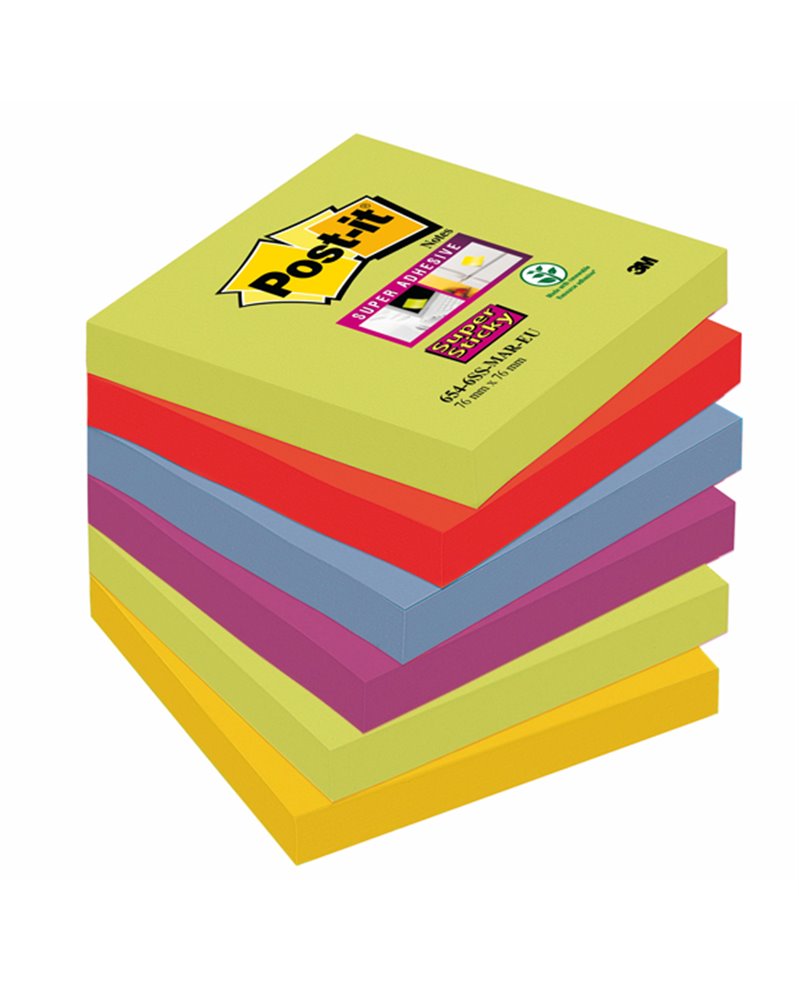 BLOCCO 90foglietti Post-itÂ® Super Sticky 76x76mm 654-6SS-MAR-EU MARRAKESH