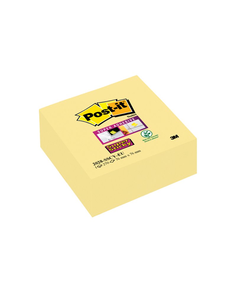 CUBO 270 foglietti Post-itÂ® Super Sticky Giallo Canaryâ„¢ 76x76mm 2028-SSCY-EU