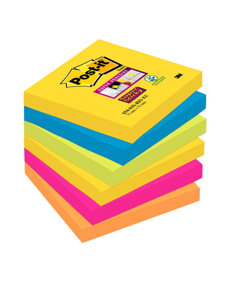 BLOCCO 90foglietti Post-itÂ® Super Sticky 76x76mm 654-6SS RIO-EU RIO DE JANEIRO