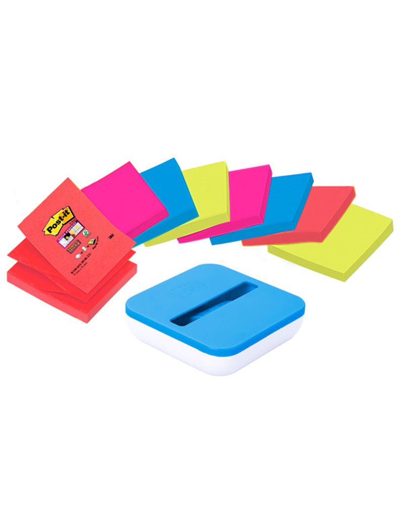 DISPENSER VAL +8 ricarche Post-itÂ® Super Sticky Z-Notes colori ass. 76x76mm