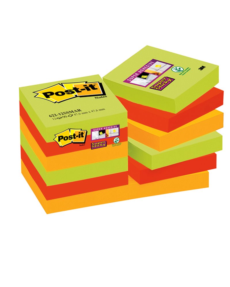 BLOCCO 90foglietti Post-itÂ® Super Sticky 47,6x47,6mm 622-12SS-MAR-EU MARRAK.