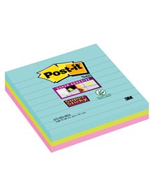 BLOCCO 70foglietti Post-itÂ® Super Sticky 101x101mm righe 675-SS3-MIA COL. MIAMI