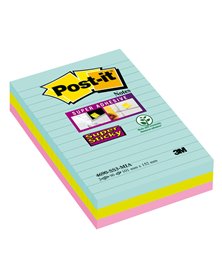 BLOCCO 90 foglietti Post-itÂ® Super Sticky RIGHE 101x152mm 4690-SS3MIA COL.MIAMI