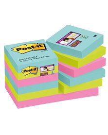 BLOCCO 90foglietti Post-itÂ® Super Sticky 47,6x47,6mm 622-12SS-MIA COLORI MIAMI