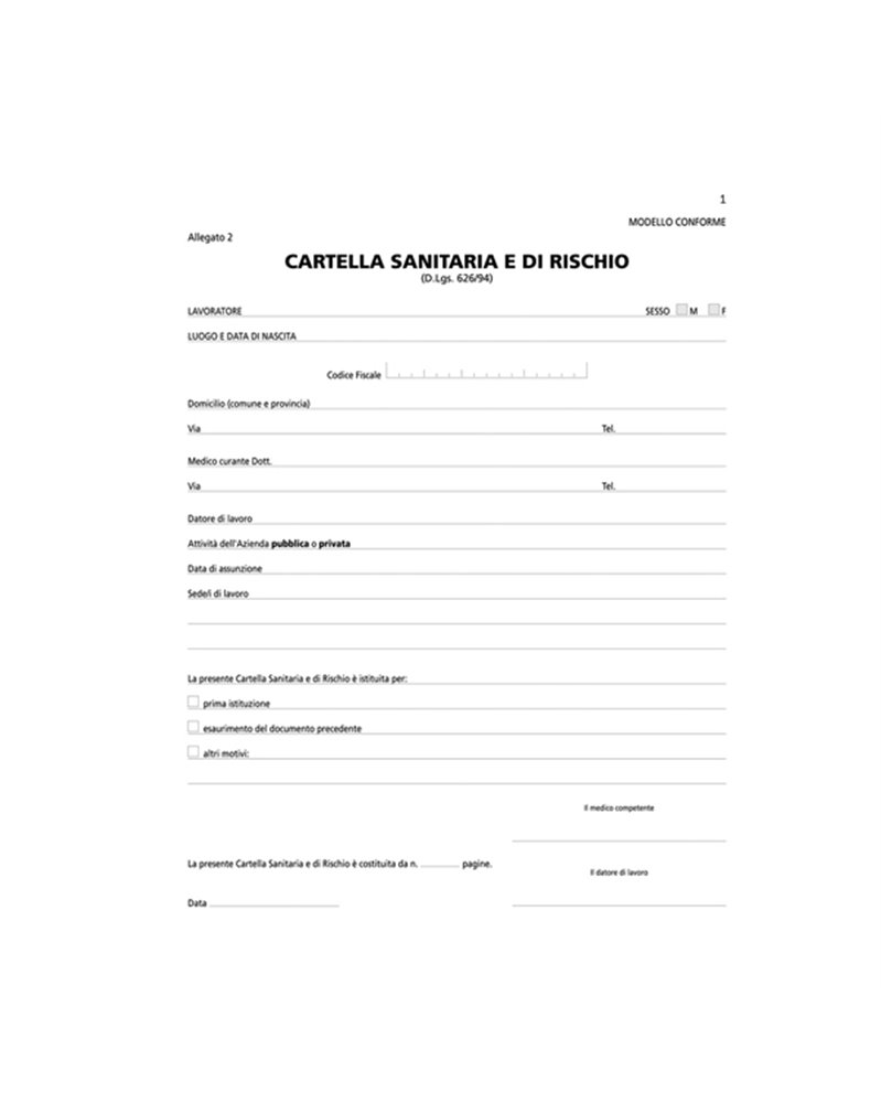 Registro cartella sanitaria - rischio 34pag. numerate31x24,5cm131910000SEMPER