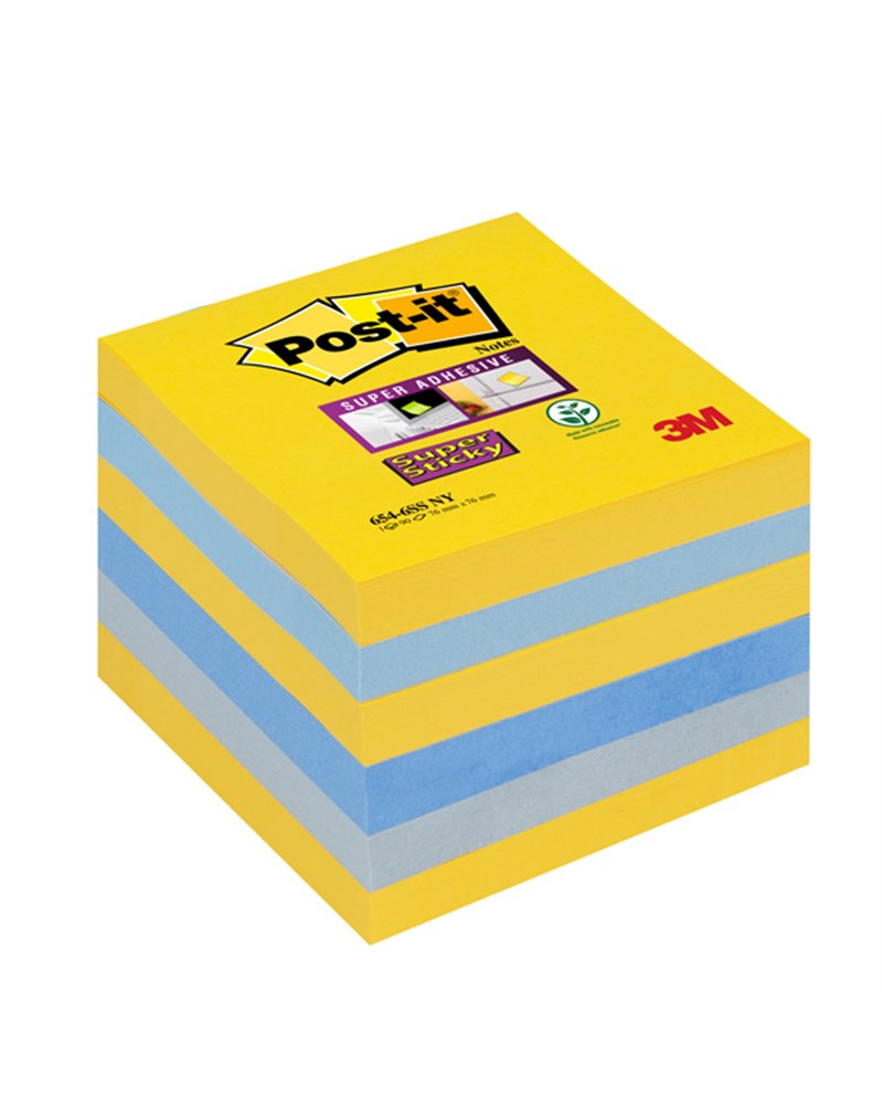 Blocco 90foglietti Post-itÂ® Super Sticky 76x76mm 654-6SS-NY colori New York