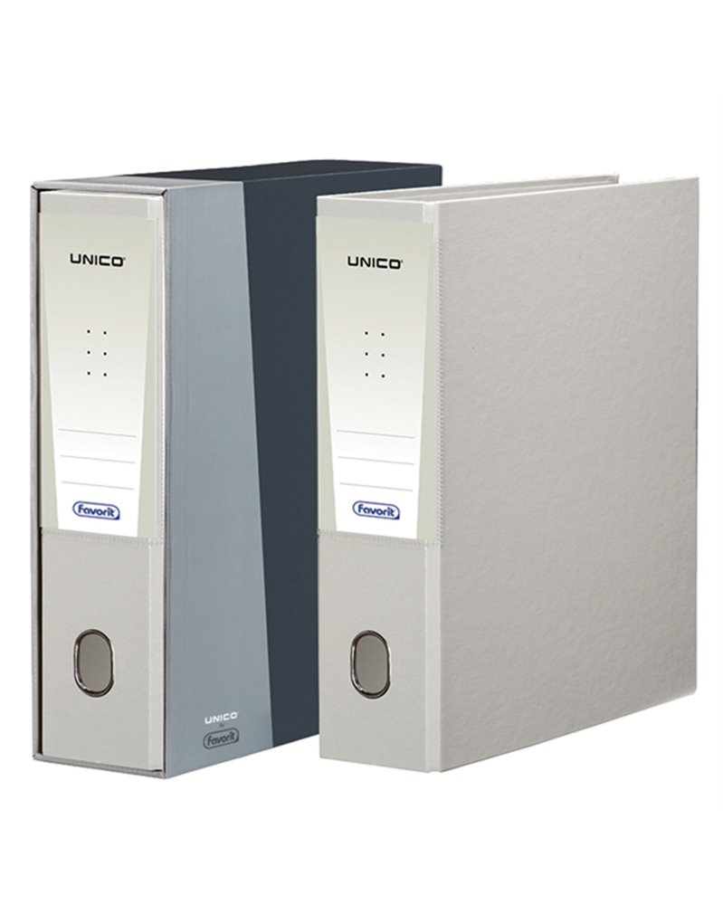 Registratore Unico c/custodia grigio dorso 8cm f.to protocollo Favorit Registratore Unico c/custodia grigio dorso 8cm f.to protocollo Favorit