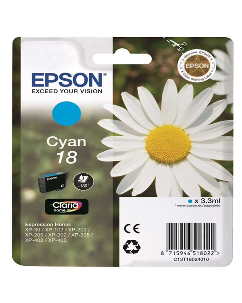 CARTUCCIA CIANO EPSON CLARIA HOMESERIE 18/MARGHERITA IN CONF. BLISTER RS