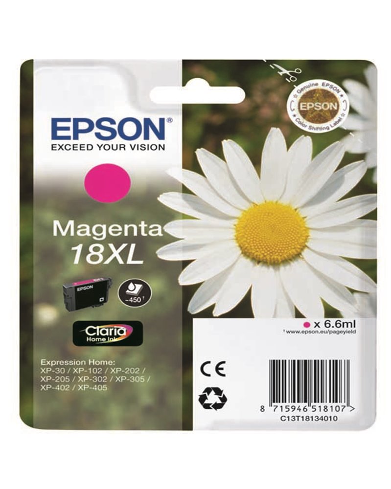 CARTUCCIA MAGENTA EPSON CLARIA HOME SERIE 18XL/MARGHERITA IN CONFEZIONE BLISTER