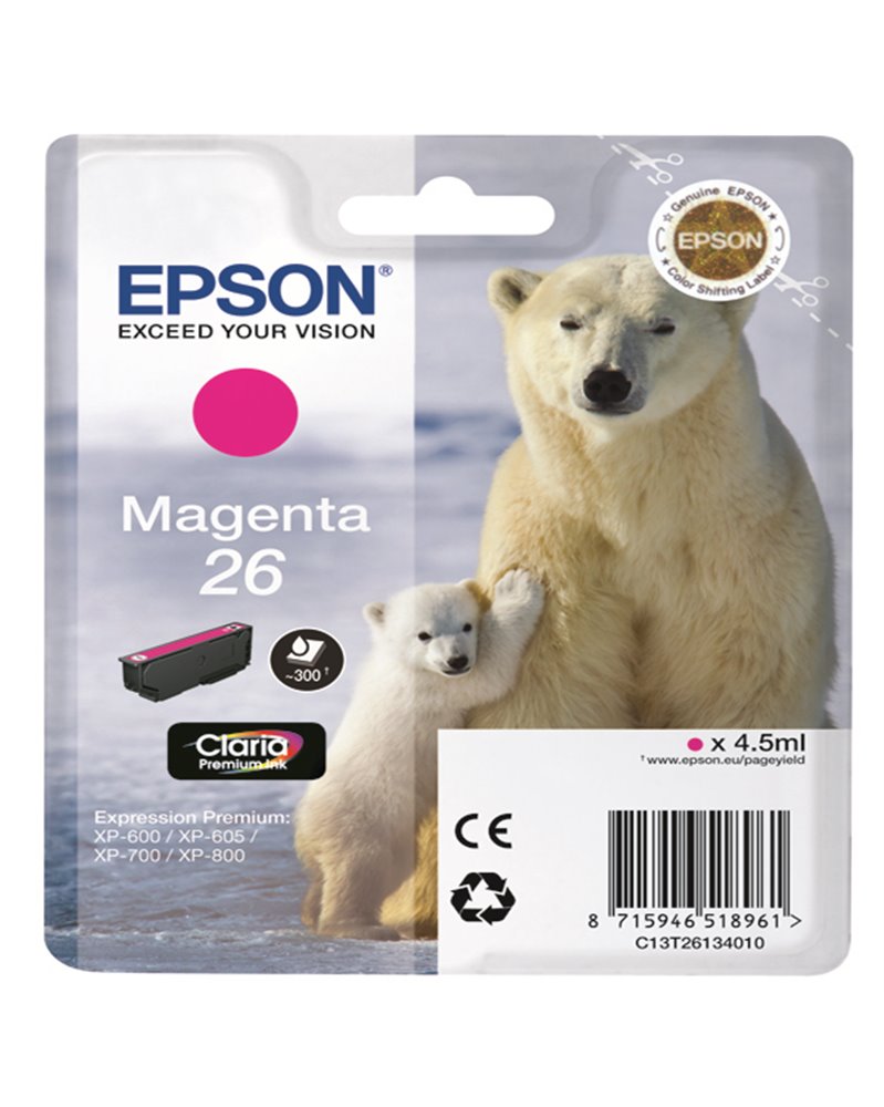 CARTUCCIA MAGENTA EPSON CLARIA PREMIUM SERIE 26/ORSO POLARE IN BLISTER RS