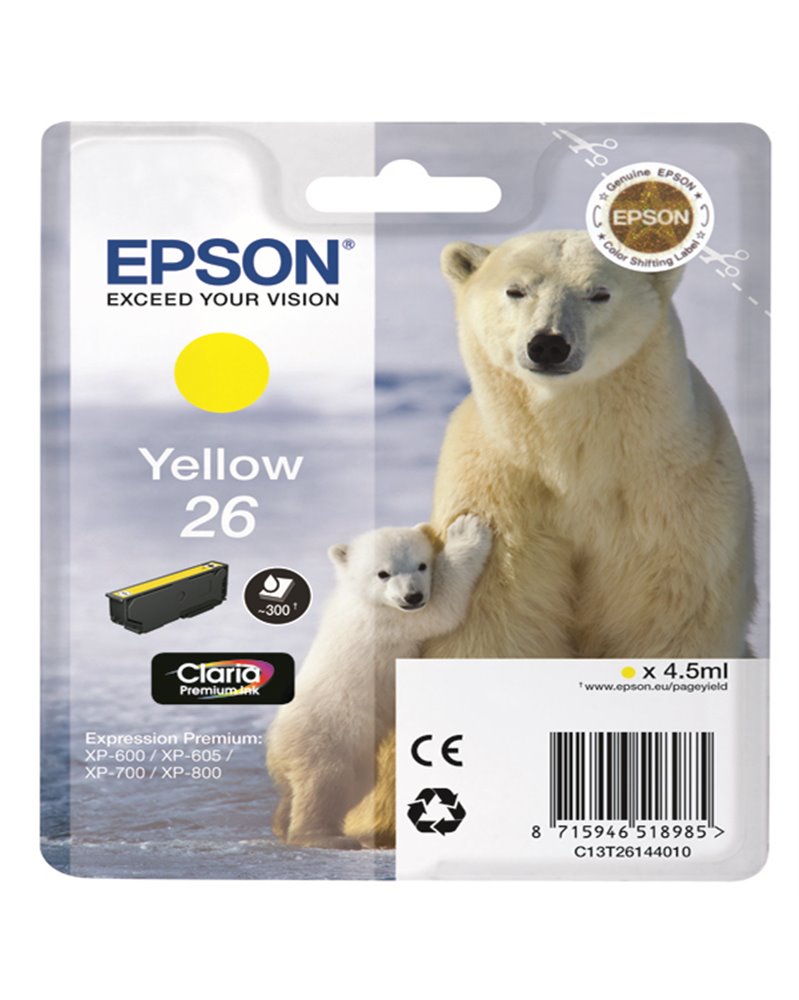 CARTUCCIA GIALLO EPSON CLARIA PREMIUM SERIE 26/ORSO POLARE IN BLISTER RS
