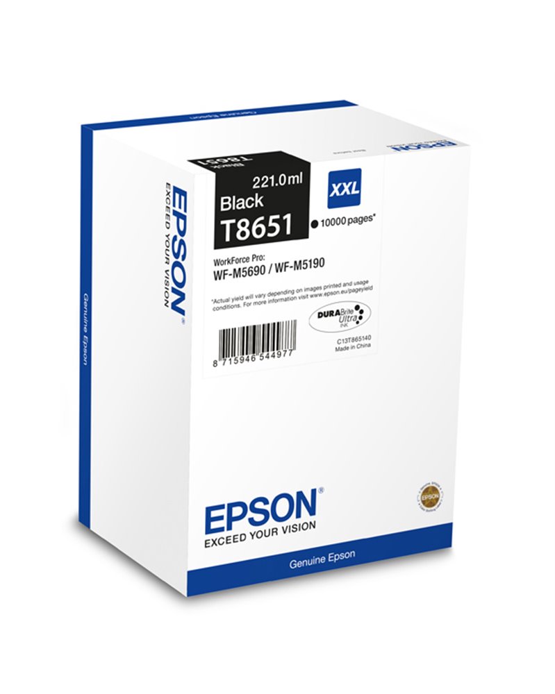 TANICA INCHIOSTRO A PIGMENTI NERO EPSON DURABRITE ULTRA SERIE ULTRA T8651 XXL