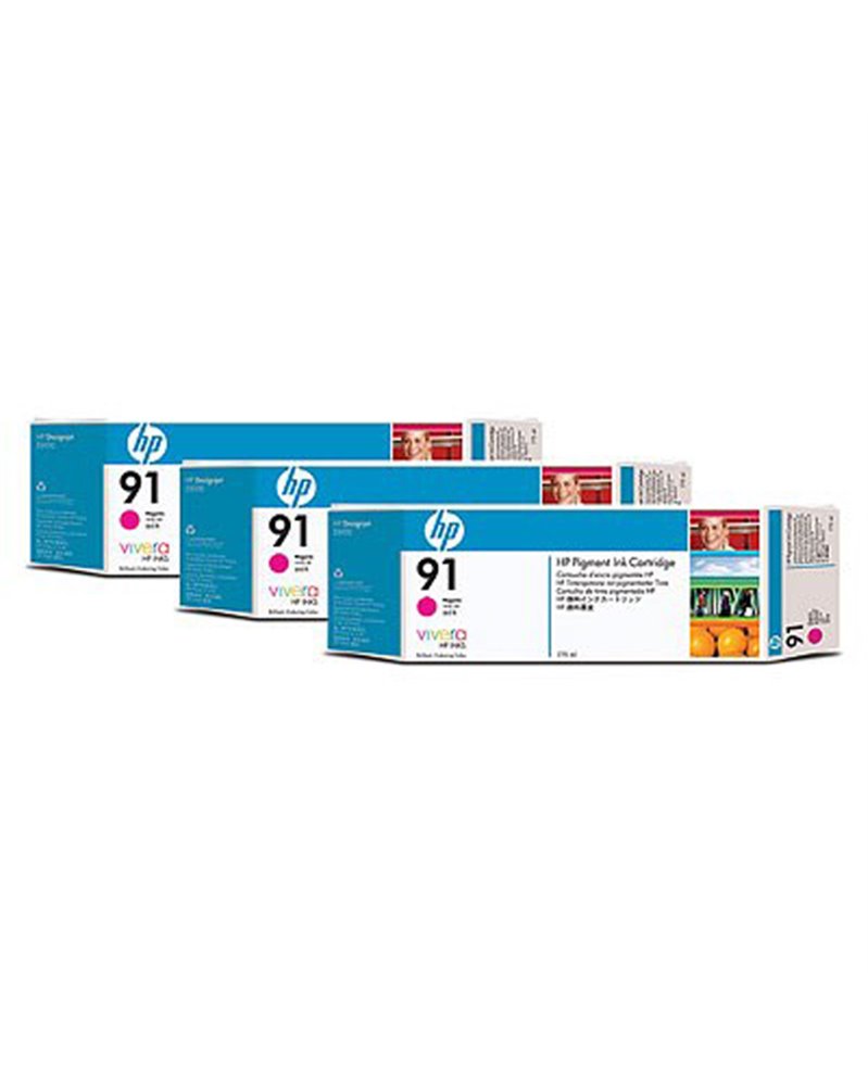 CONFEZIONE MULTIPLA DA 3 INCHIOSTRI HP 91 MAGENTA 3 CARTUCCE DA 775 ML,