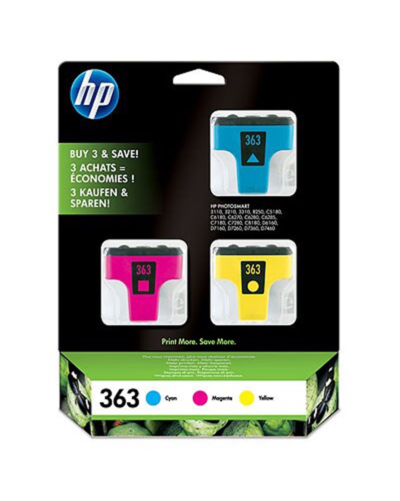 SCATOLA 3 CARTUCCE D'INCHIOSTRO HP 363 CON INCHIOSTRI HP VIVERA