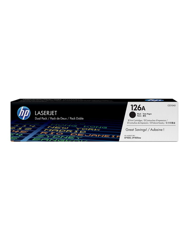 DUAL PACK BLACKHP 126A (CE310A) LASERJET TONER CARTRIDGE