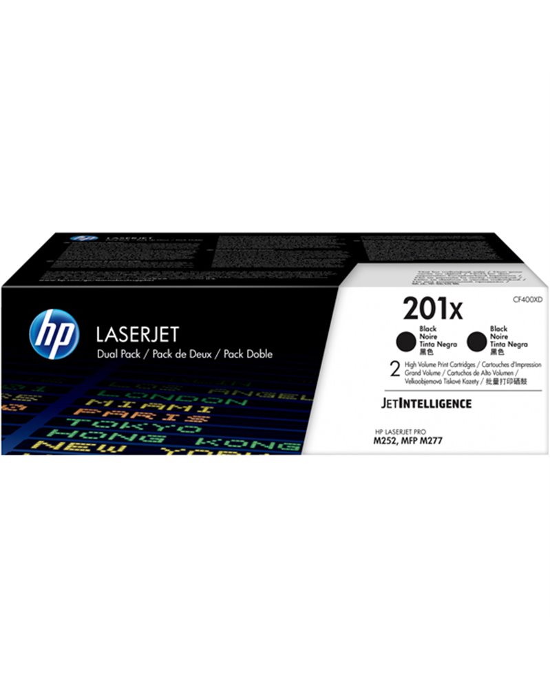 CONFEZIONE DA 2 CARTUCCE TONER NERO ALTA CAPACITA' HP201X