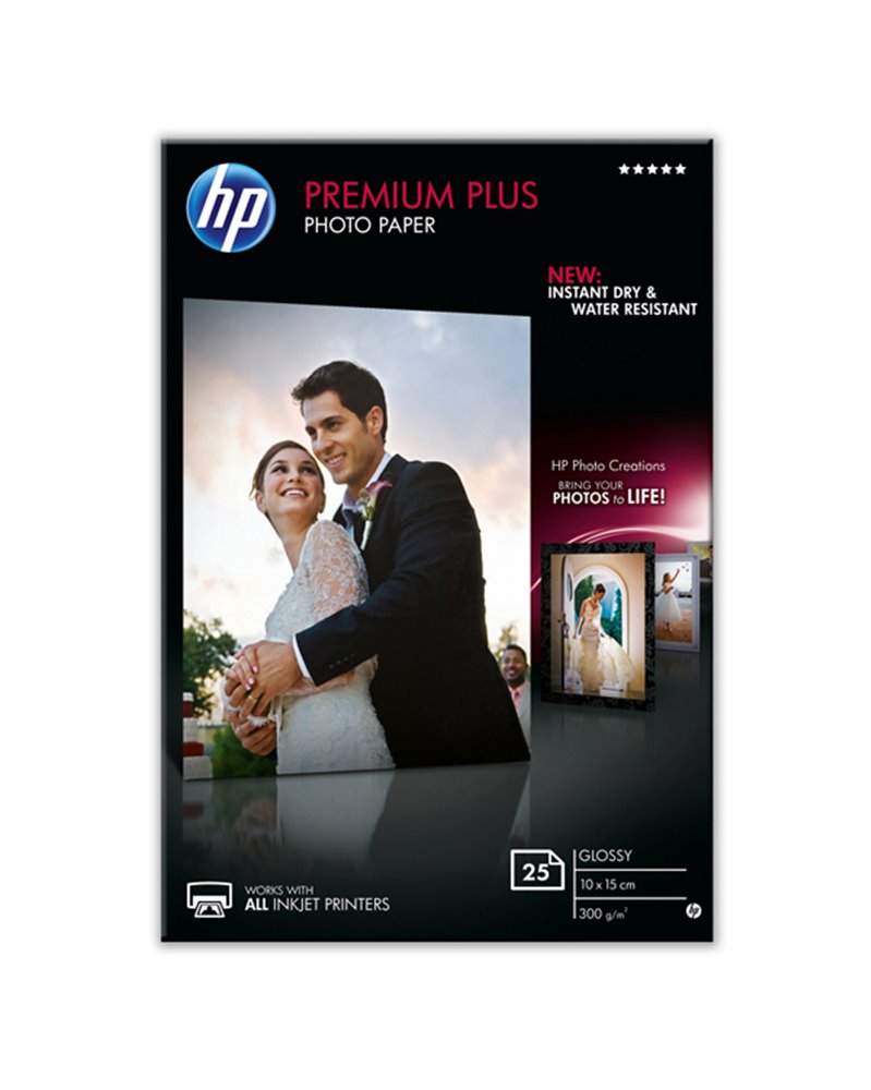 RISMA 25 FG CARTA HP PREMIUM PLUS GLOSSY PHOTO PAPER 25 SHTS 10X15