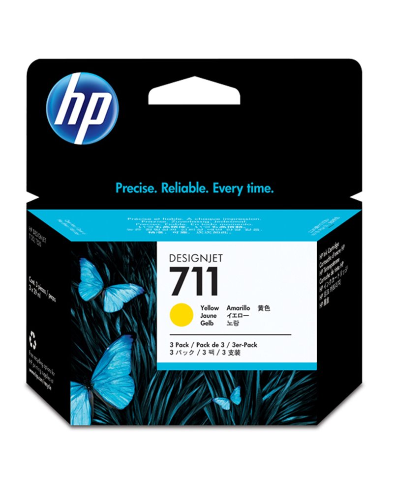 SCATOLA CON 3 CARTUCCE D'INCHIOSTRO HP 711DA 29 ML GIALLO