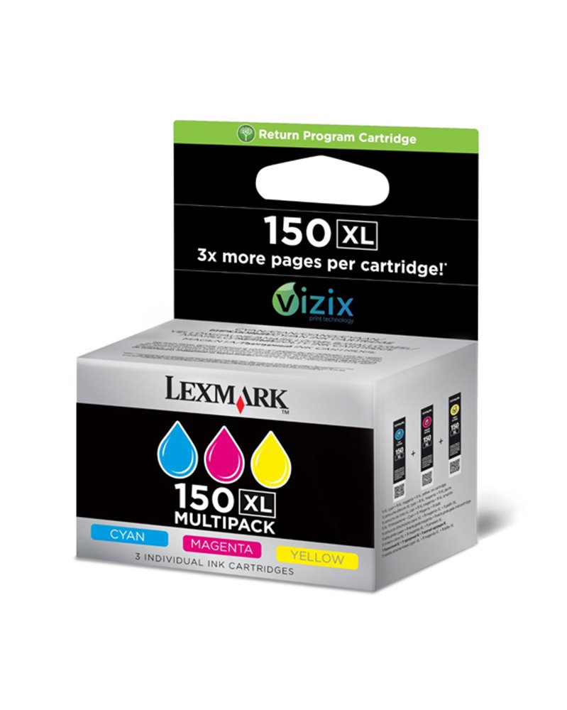 CONFEZIONE 3 CARTUCCE COLORE N.150XL (CMY) ALTA CAPACITA'RETURN PROGRAM