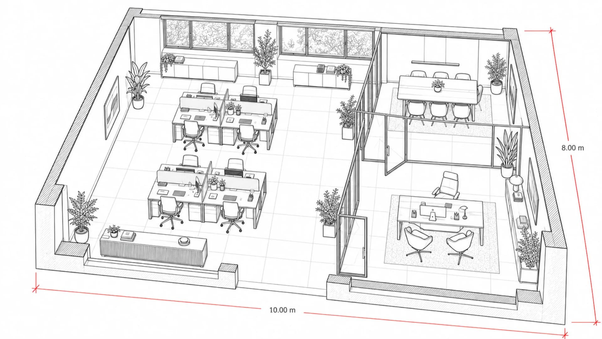 Il disegno tecnico del nuovo ufficio