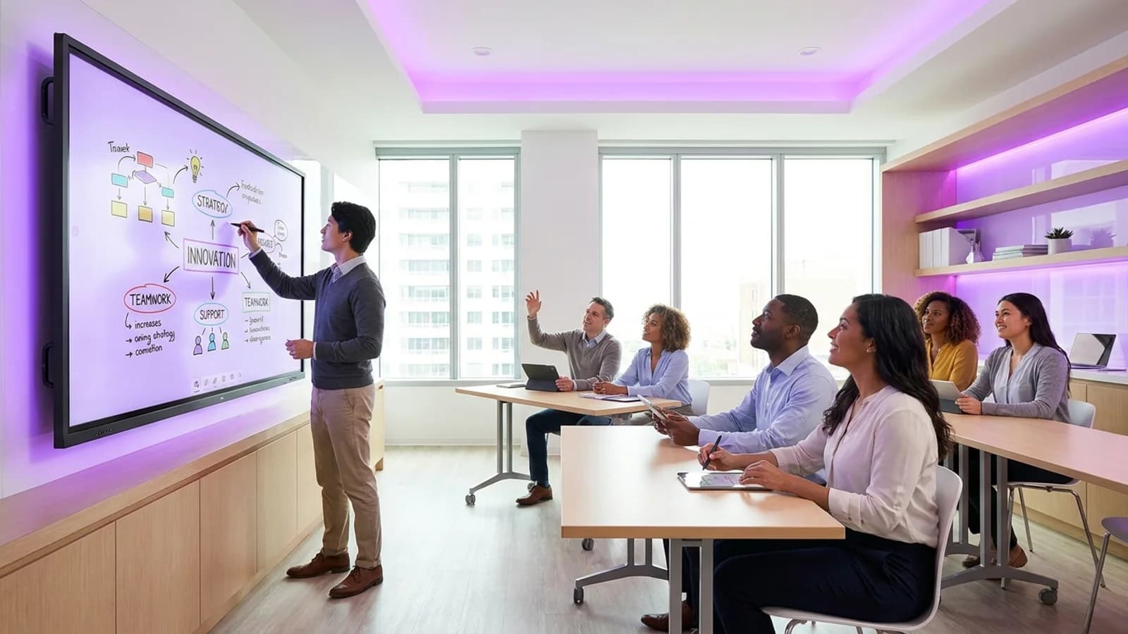 Lavagna interattiva multi-touch in un'aula