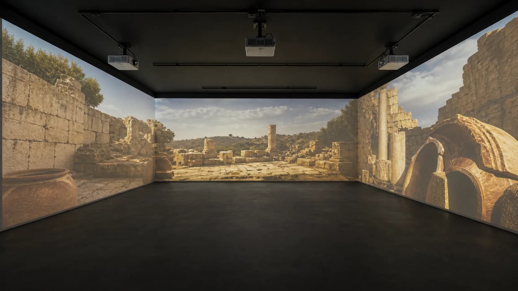 Sala immersiva con proiezione di un ambiente ricostruito
