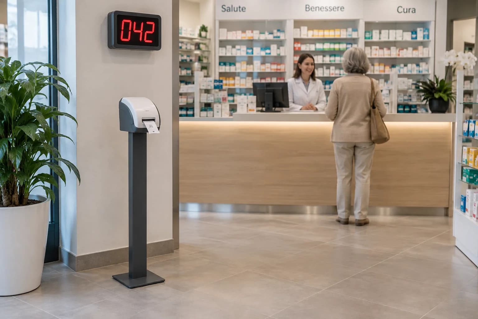 Sistemi eliminacode: ticket e display, ambientazione illustrativa