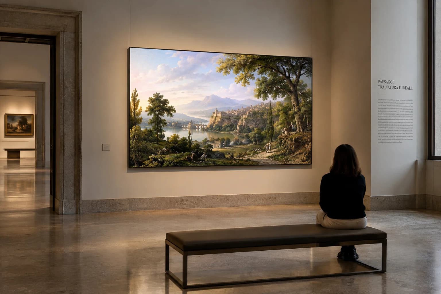 Monitor per musei: quadri digitali, ambientazione illustrativa