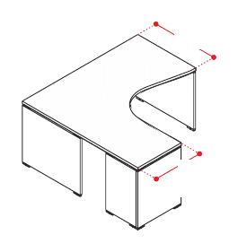 EIDOS PRO WORKSTATION STRUTTURA GAMBE LEGNO VERSIONE SX - P.160xH.75xL.160 cm.