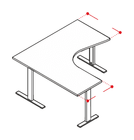 EIDOS PRO WORKSTATION GAMBE METALLICHE FISSE COMPLETA DI TUTTE LE GAMBE - VERSIONE SX - P.160xH.75xL.160 cm.
