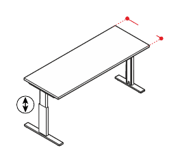 EIDOS PRO SCRIVANIA RETTANGOLARE STRUTTURA GAMBE METALLICHE ELEVABILI - P.60xH.62/86xL.80 cm.