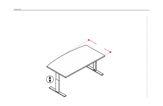 EIDOS PRO SCRIVANIA SAGOMATA LATO FRONTALE SAGOMATO STRUTTURA GAMBE METALLICHE ELEVABILI - P.90xH.62/86xL.160 cm.
