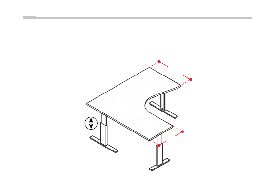 EIDOS PRO WORKSTATION STRUTTURA GAMBE METALLICHE ELEVABILI - P.160xH.62/86xL.160 cm.