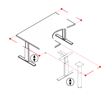 EIDOS PRO WORKSTATION STRUTTURA GAMBA METALLICA ELEVABILE VERSIONE SINISTRA - P.120xH.62/86xL.180 cm.