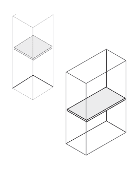 FLUX EVO RIPIANO INTEGRATIVO IN LEGNO PER LIBRERIA COLORE ARGENTO, PER CONTENITORI L.45 CM. E L.90 CM. - P.40xH.2,5xL.45 cm.
