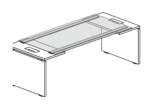 FLUX EVO SCRIVANIA DIREZIONALE PIANO IN VETRO SPESSORE MM.12 CON DOPPIO TOP ACCESS LATERALE - P.90xH.75xL.230 cm.