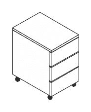 FLUX EVO CASSETTIERA SU RUOTE 3 CASSETTI STRUTTURA LEGNO ONE TOUCH - P.45xH.57xL.44,3 cm.