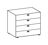 FLUX EVO LIBRERIA CON 4 CASSETTI H.80 SENZA SERRATURA STRUTTURA COLORE ARGENTO TOP STRUTTURALE COLORE MELAMINICO SPESSORE mm.25 - P.45,1xH.83,9xL.90 cm.