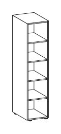 FLUX EVO LIBRERIA A GIORNO STRUTTURA COLORE ARGENTO TOP STRUTTURALE SPESSORE PIANO mm.25 - P.45,1xH.199,1xL.45 cm.