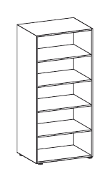 FLUX EVO LIBRERIA A GIORNO H.200 STRUTTURA COLORE MELAMINICO TOP STRUTTURALE SPESSORE PIANO mm.25 - P.45,1xH.200xL.90 cm.