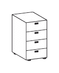 FLUX EVO LIBRERIA CON 4 CASSETTI H.80 SENZA SERRATURA STRUTTURA COLORE ARGENTO TOP STRUTTURALE COLORE MELAMINICO SPESSORE MM.25 - P.45,1xH.83,9xL.45 cm.