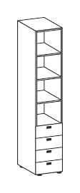 FLUX EVO LIBRERIA CON 4 CASSETTI H.240 SENZA SERRATURA STRUTTURA COLORE MELAMINICO TOP STRUTTURALE MELAMINICO SPESSORE mm.25 - P.45,1xH.237,5xL.45 cm.