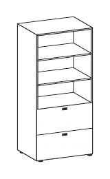 FLUX EVO LIBRERIA H.200 CON CLASSIFICATORI STRUTTURA COLORE ARGENTO TOP STRUTTURALE COLORE MELAMINICO SPESSORE mm.25 - P.45,1xH.200xL.90 cm.