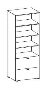 FLUX EVO LIBRERIA H.240 CON CLASSIFICATORI TOP STRUTTURALE COLORE MELAMINICO SPESSORE mm.25 STRUTTURA COLORE ARGENTO - P.45,1xH.237,5xL.90 cm.