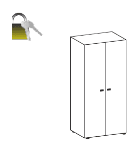 FLUX EVO LIBRERIA H.200 CON ANTE IN LEGNO CON SERRATURA TOP STRUTTURALE MELAMINICO SPESSORE mm.25 STRUTTURA COLORE ARGENTO - P.45,1xH.200xL.90 cm.