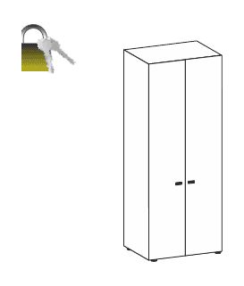 FLUX EVO LIBRERIA H.240 CON ANTE IN LEGNO CON SERRATURA STRUTTURA COLORE MELAMINICO TOP STRUTTURALE MELAMINICO SPESSORE MM.25 - P.45,1xH.240xL.90 cm.
