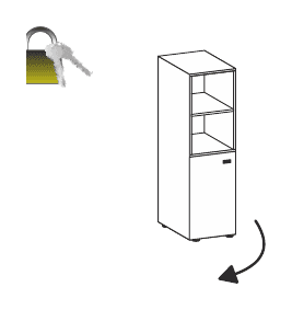 FLUX EVO LIBRERIA H.160 CON ANTA IN LEGNO SX-DX H.80 CON SERRATURA TOP STRUTTURALE COLORI MELAMINICO SPESSORE mm.25 STRUTTURA COLORE ARGENTO - P.45,1xH.160xL.45 cm.